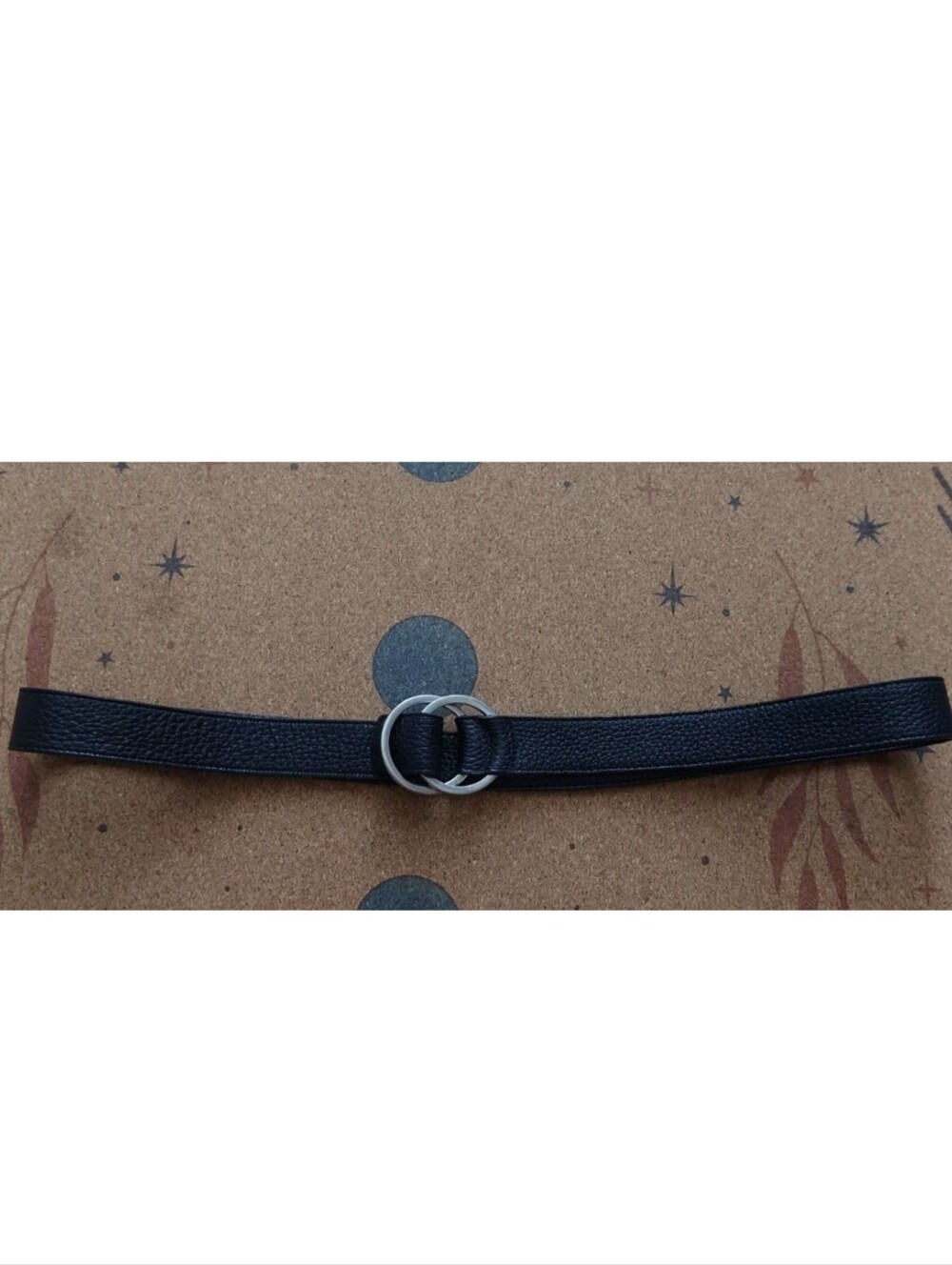 BURBERRY Black Pebbled Branded Double O-Ring Belt Size 36 authentic! Vintage!